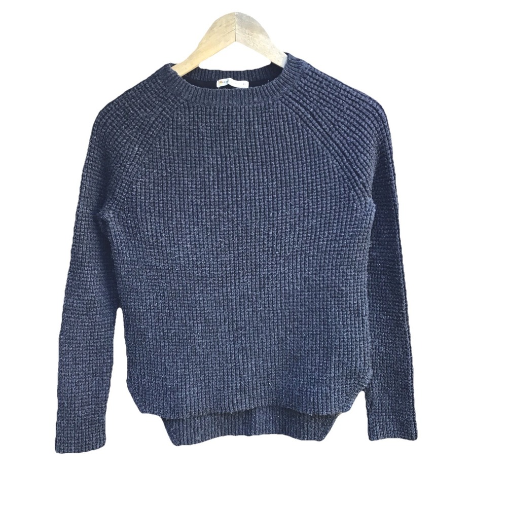 Marine Layer Women's XS Charcoal Gray Waffle Knit Wool Blend Crewneck Sweater